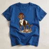 Oversized unisex t-shirt featuring a cartoon Labrador dog playing baseball printed on Royal Blue Color T-Shirt the front.