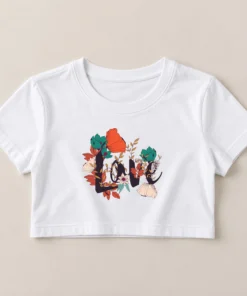 Alternative view of Love Floral Crop Top for Girls – Trendy Round Neck Printed Top