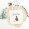zipper tote bag + beauty girl women design + reusable everyday use