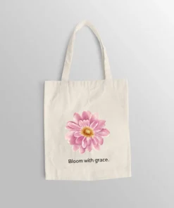 zipper canvas tote bag + floral flower design + reusable everyday use