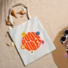 zipper tote bag + Good Vibes design + reusable everyday use