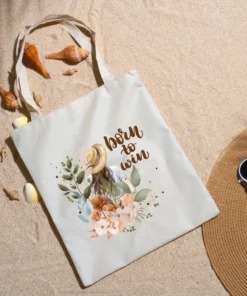 zipper tote bag + Born to win design + reusable everyday use