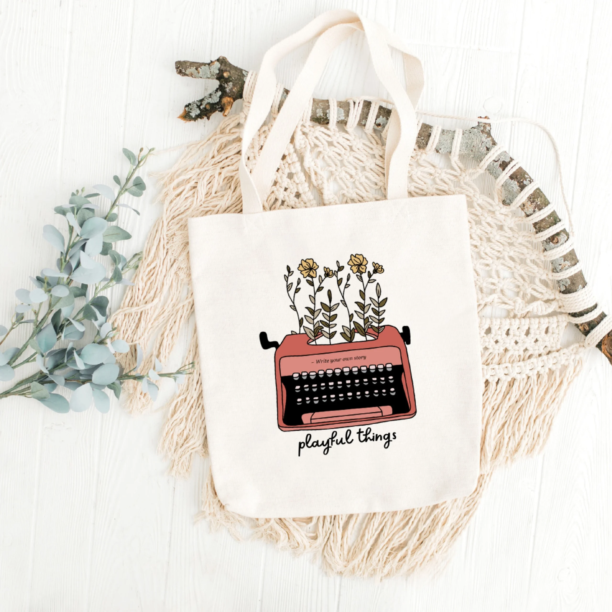 zipper tote bag + Playful Things design + reusable everyday use